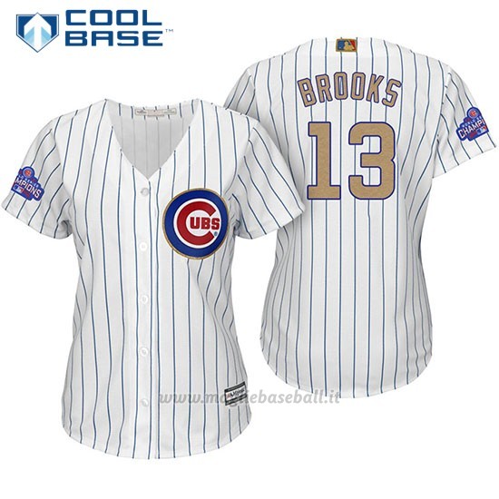 Maglia Baseball Donna Chicago Cubs 13 Aaron Brooks Bianco Or Program Cool Base